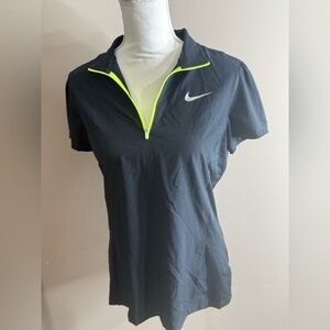 Women’s Nike golf Short-Sleeve Performance Top with Neon Yellow Zip size large